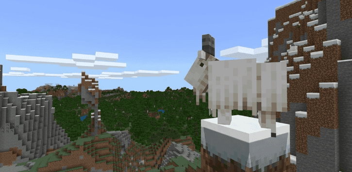 biomas de montaña y pendientes nevada son los lugares donde puedes encontrar las cabras en minecraft